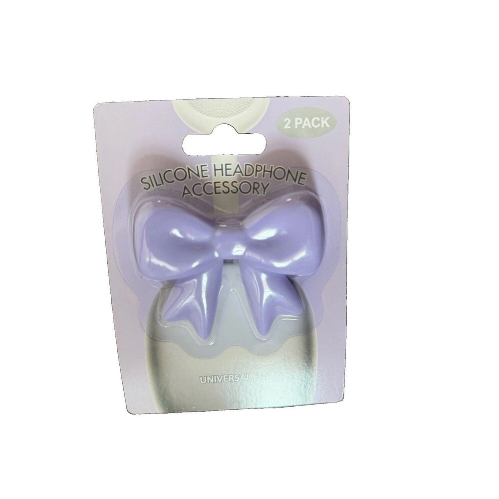 2 Pack Purple Bow Headphone Accessories Silicone Clip Charms Universal Coquette - Picture 2 of 7